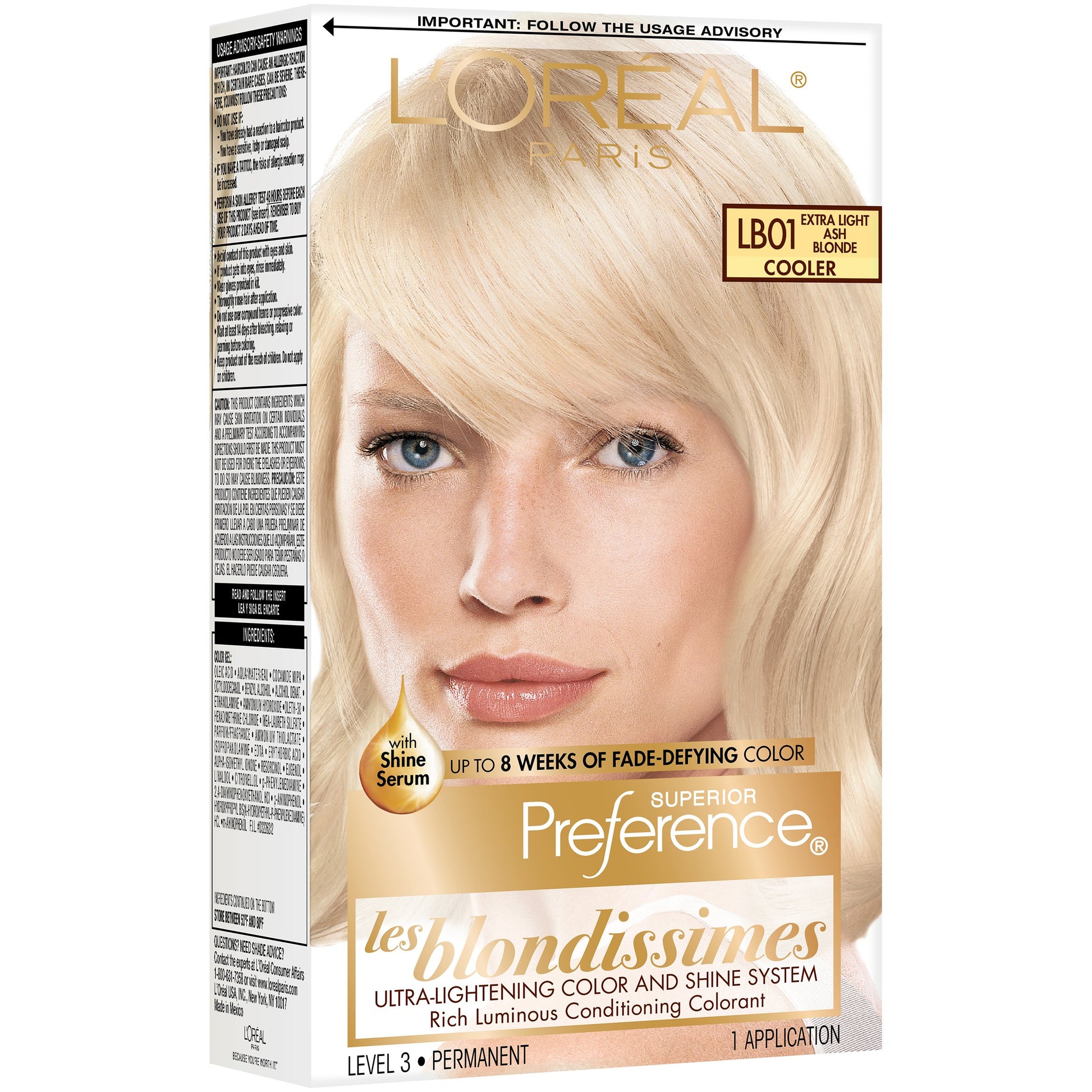 L'ORÉAL PARIS Superior Preference Permanent Hair Color, LB01 Extra Light Ash Blonde, 6.5 fl. oz.