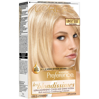 L'ORÉAL PARIS Superior Preference Permanent Hair Color, LB02 Extra Light Natural Blonde, 6.5 fl. oz.