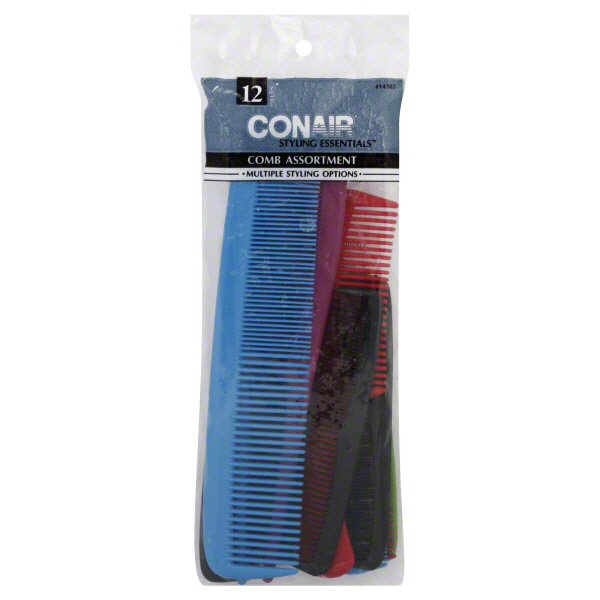 CONAIR Styling Essentials Style, Life & Detangle Comb Assortment, 12 count