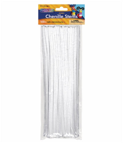 Creativity Street Regular Chenille Stems - White, 100 count