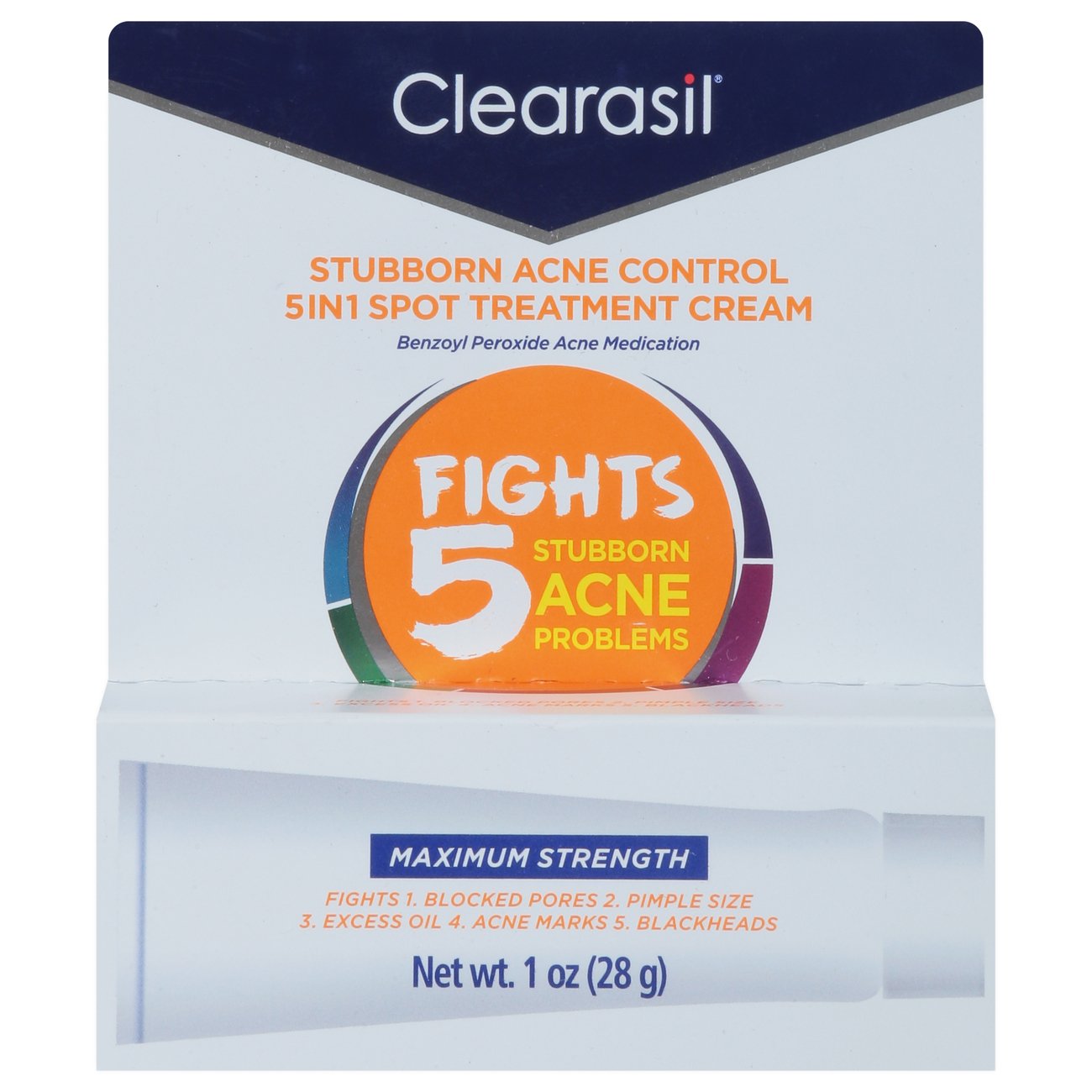 Clearasil Stubborn Acne Contrl 5-In-1 Spot Treatmnt Cream 1oz