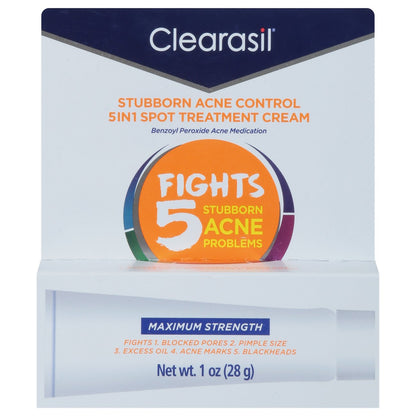 Clearasil Stubborn Acne Contrl 5-In-1 Spot Treatmnt Cream 1oz