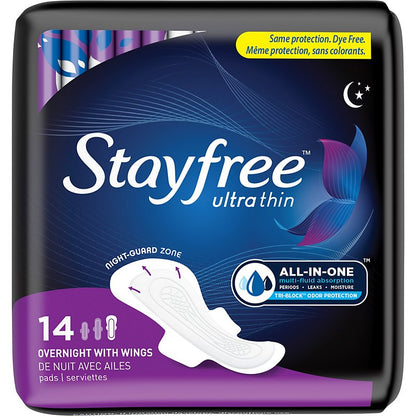 Stayfree Ultra Thin 28 Count Overnight With Wings