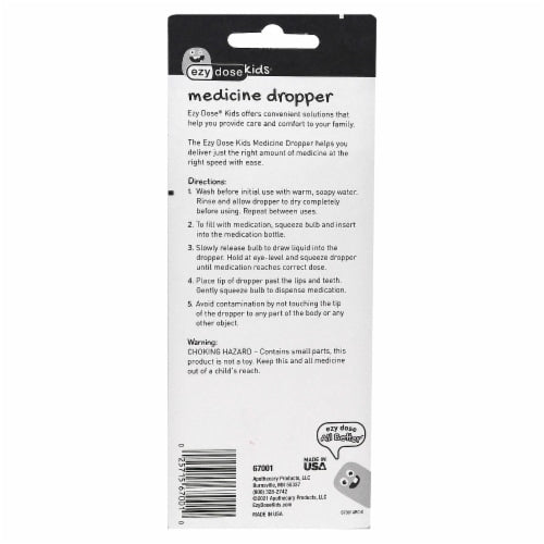 Ezy Dose Kids Oral Liquid Medicine Dropper  2.5mL/0.5 TSP Capacity  Calibrated