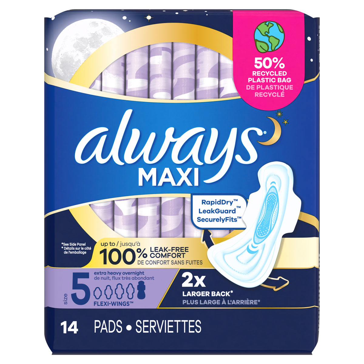 Always Pads Size 5 Maxi 27 Count Extra Heavy Overnight