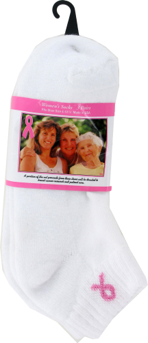 Russell Fashion Foot Women's Pink Ribbon Quarter Variety Socks - 3 pack