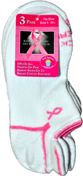 Russell Fashion Foot Women's Pink Ribbon White Crew Socks, 2 pairs
