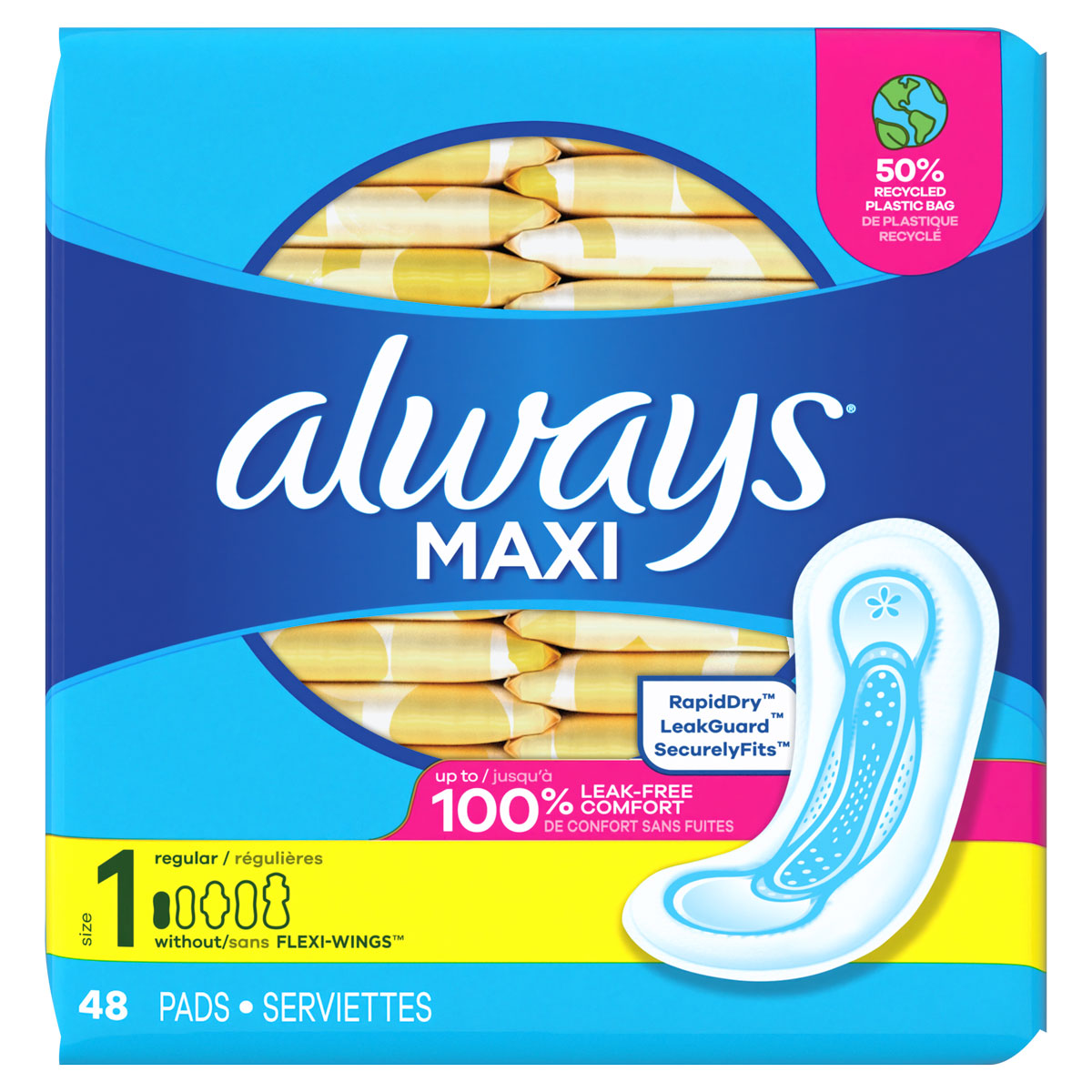 Always Pads Size 1 Maxi 36 Count Regular