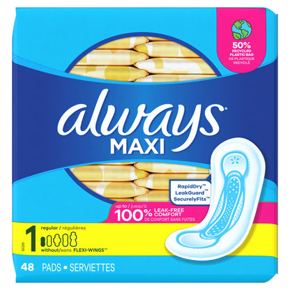 Always Pads Size 1 Maxi 48 Count Regular