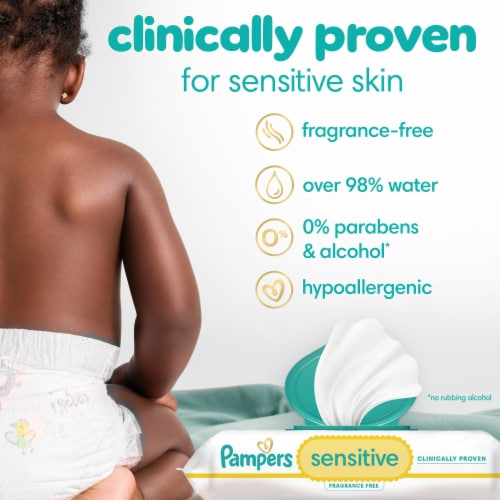 Pampers Baby Wipes Sensitive Fragrance-Free 56 Count (8in)