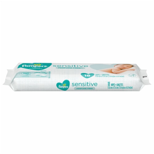 Pampers Baby Wipes Sensitive Fragrance-Free 18 Count (16in)