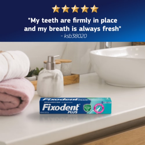 Fixodent Denture Adhesive Plus Breath Bacteria Guard 2oz