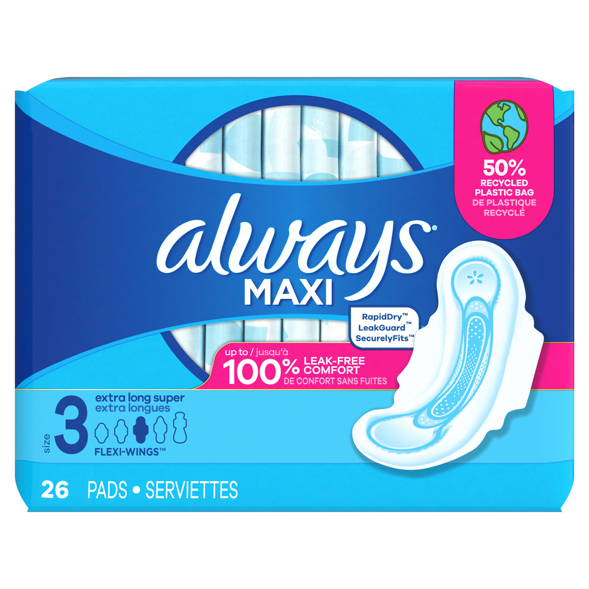Always Pads Size 2 Maxi 32 Count Long Super 9 Hour