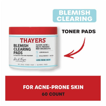 Thayers Natural Remedies Acne Clearing Toner Pads with Salicylic Acid, 60 count