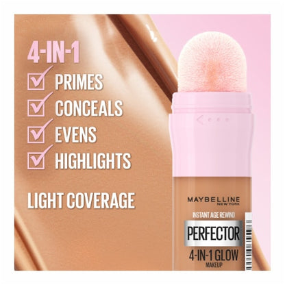 MAYBELLINE New York Instant Age Rewind Perfector 4-In-1 Glow Makeup, 00 Fair Light, 0.68 oz