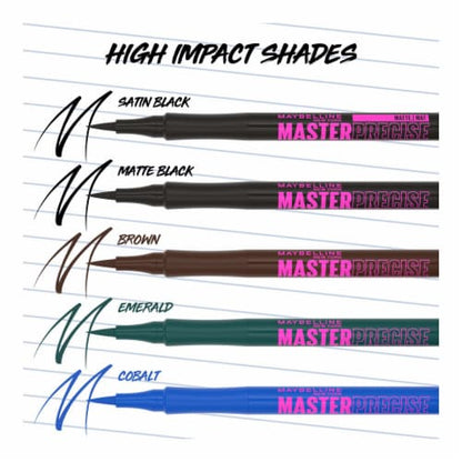 MAYBELLINE New York Master Precise All Day Liquid Eyeliner Makeup, 113 Cobalt Blue, 0.034 oz