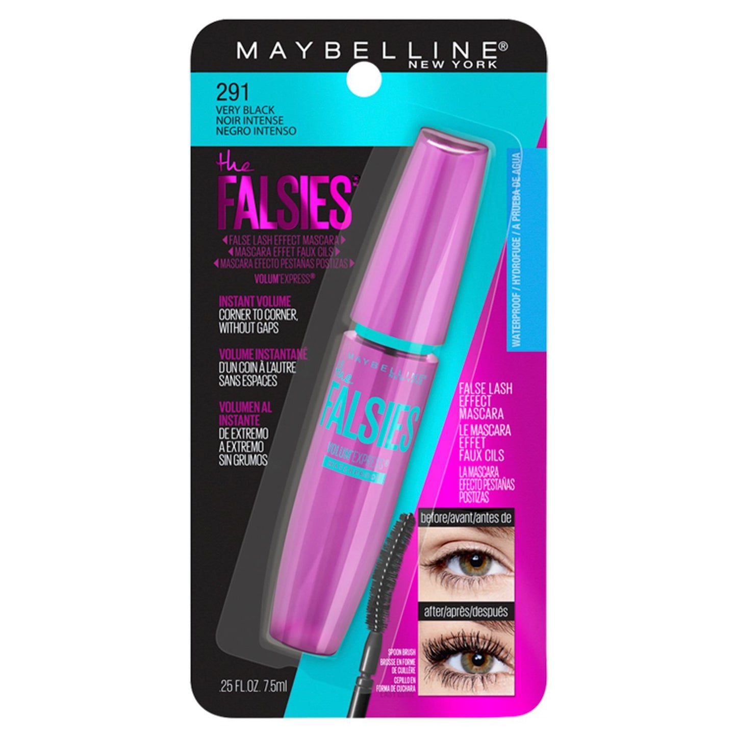 MAYBELLINE New York The Falsies Waterproof Mascara, 291 Very Black, 0.25 oz