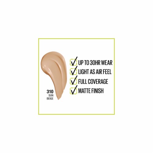 Maybelline Super Stay Longwear Liquid Foundation, Up to 30HR Wear, 310 Sun Beige, 1 fl oz