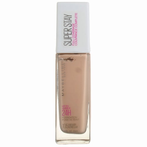 Maybelline Super Stay Full Coverage Liquid Foundation, 105 Fair Ivory, 1 fl oz