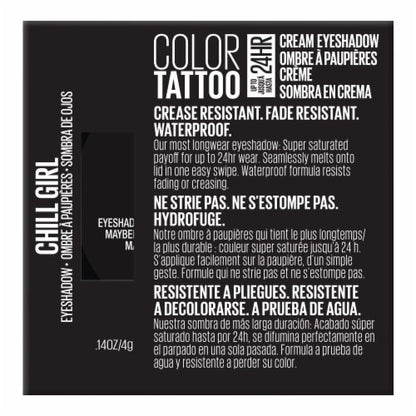 Maybelline Color Tattoo Up To 24HR Longwear Cream Eyeshadow Makeup, Chill Girl, 0.14 oz.
