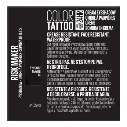 MAYBELLINE New York Color Tattoo Longwear Cream Eyeshadow, Risk Maker, 0.14 oz