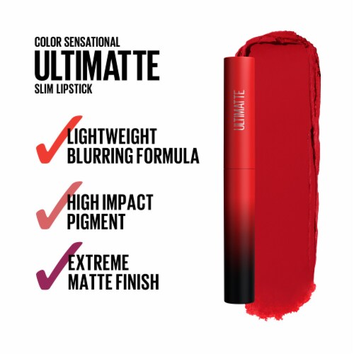 MAYBELLINE New York Color Sensational Ultimatte Slim Lipstick Makeup, 199 More Ruby