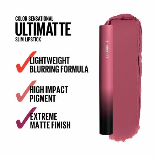 MAYBELLINE New York Color Sensational Ultimatte Slim Lipstick Makeup, 599 More Mauve