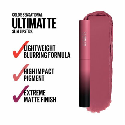 MAYBELLINE New York Color Sensational Ultimatte Slim Lipstick Makeup, 599 More Mauve