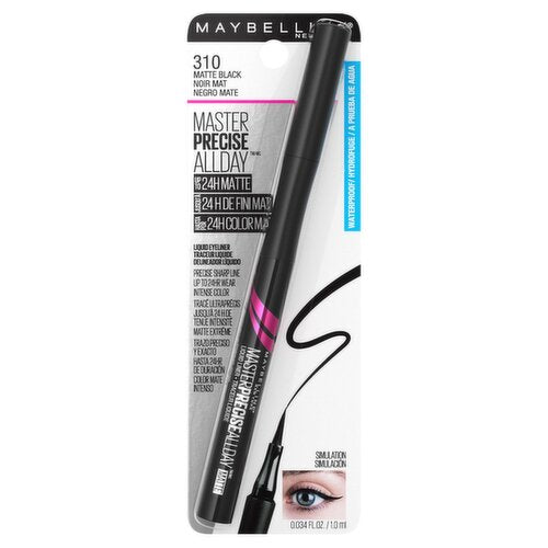 MAYBELLINE New York Master Precise All Day Liquid Eyeliner Makeup, 310 Matte Black, 0.034 oz