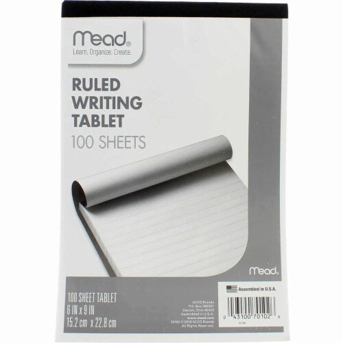 Mead Ruled Writing Tablet, 6" x 9" - 100 Sheets