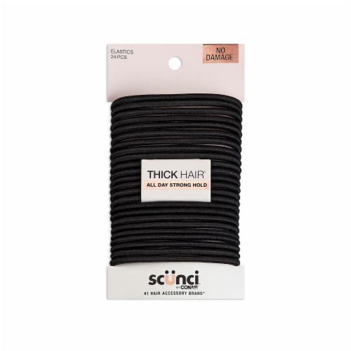 Beauty Thick Hair No-Damage Strong Hold Elastics, Black, 24 CT