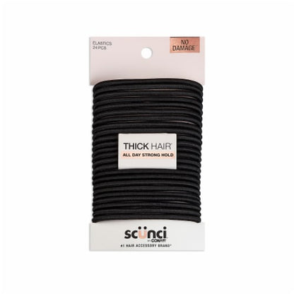 Beauty Thick Hair No-Damage Strong Hold Elastics, Black, 24 CT