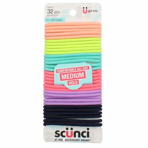 Scünci No Damage Hair Elastics Medium, Natural, Assorted, 18 CT