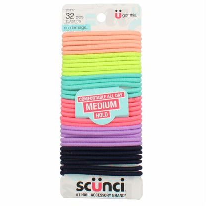 Scünci No Damage Hair Elastics Medium, Natural, Assorted, 18 CT