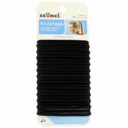 Scünci No Damage Elastics Medium, Black, 14 CT