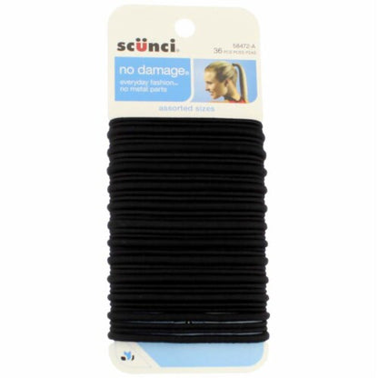 Scünci No Damage Elastics Medium, Black, 14 CT