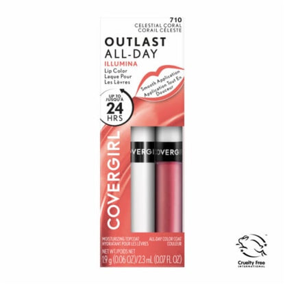 COVERGIRL Outlast Illumina All-Day Lip Color with Topcoat - 710 Celestial Coral