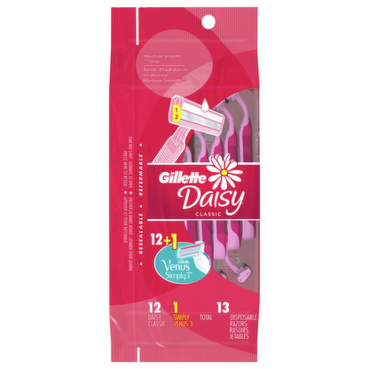 Gillette Daisy Razor Classic 12 Count + 1 Simply Venus 3
