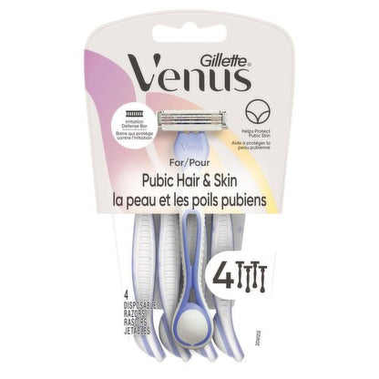 Gillette Venus Pubic Hair And Skin Disposable Razors 4 Count