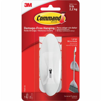 Command Large Single Hook - Clear, 1 Hook + 2 Strips
