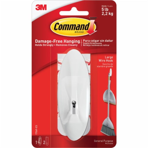 Command Large Single Hook - Clear, 1 Hook + 2 Strips