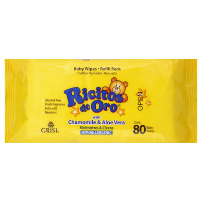 Ricitos De Oro Baby Wipes 80 Count Refill Chamomile/Aloe