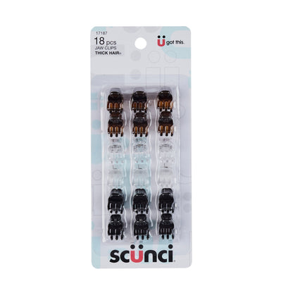 Scünci Effortless Beauty Thick 1cm Hair Mini Jaw Clips, 18 CT