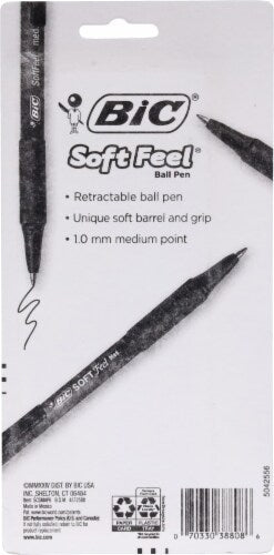 BiC Soft Feel Retractable Ballpoint Pens - Assorted Colors, 6 count