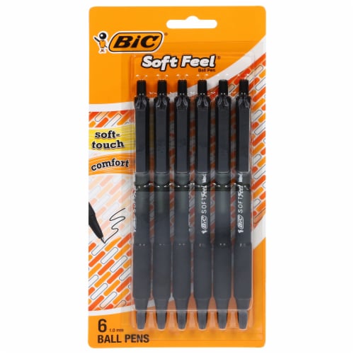 BiC Soft Feel Retractable Ballpoint Pens - Black, 6 count