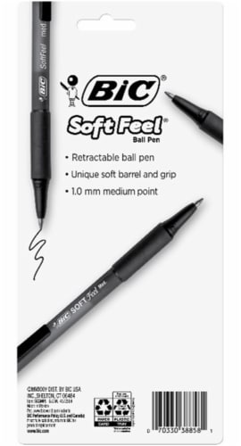 BiC Soft Feel Retractable Ballpoint Pens - Black, 6 count