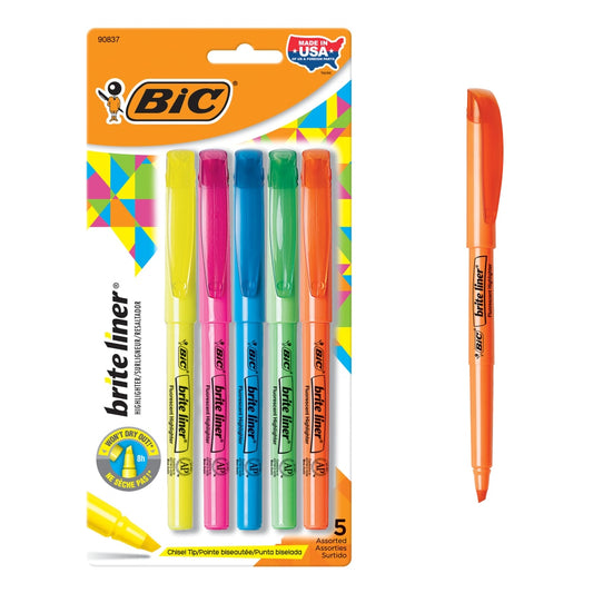 BiC Brite Liner Highlighters - Assorted Brights, 5 count