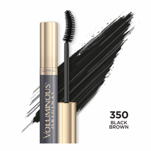 L'ORÉAL PARIS Voluminous Original Washable Curved Brush Eye Mascara, 350 Black Brown, 0.28 fl. oz.