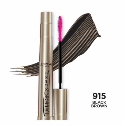 L'ORÉAL PARIS Telescopic Original Washable Lengthening Mascara, 915 Black Brown, 0.24 fl. oz.