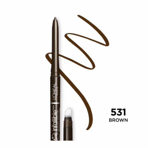 L'ORÉAL PARIS Infallible Never Fail Pencil Eyeliner with Built in Sharpener, 531 Brown, 0.008 oz.